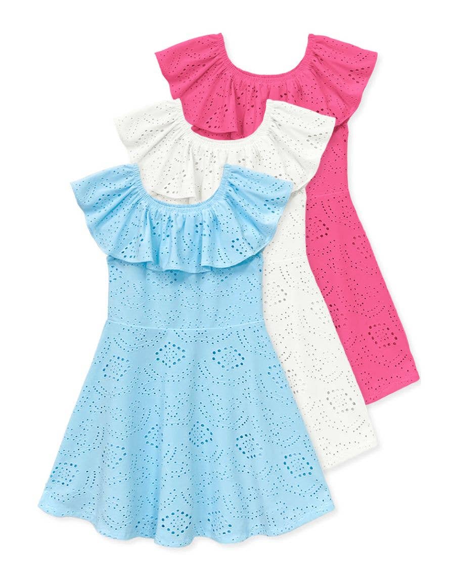 SKY EYELET DRESS WITH MATCHING HEADBAND