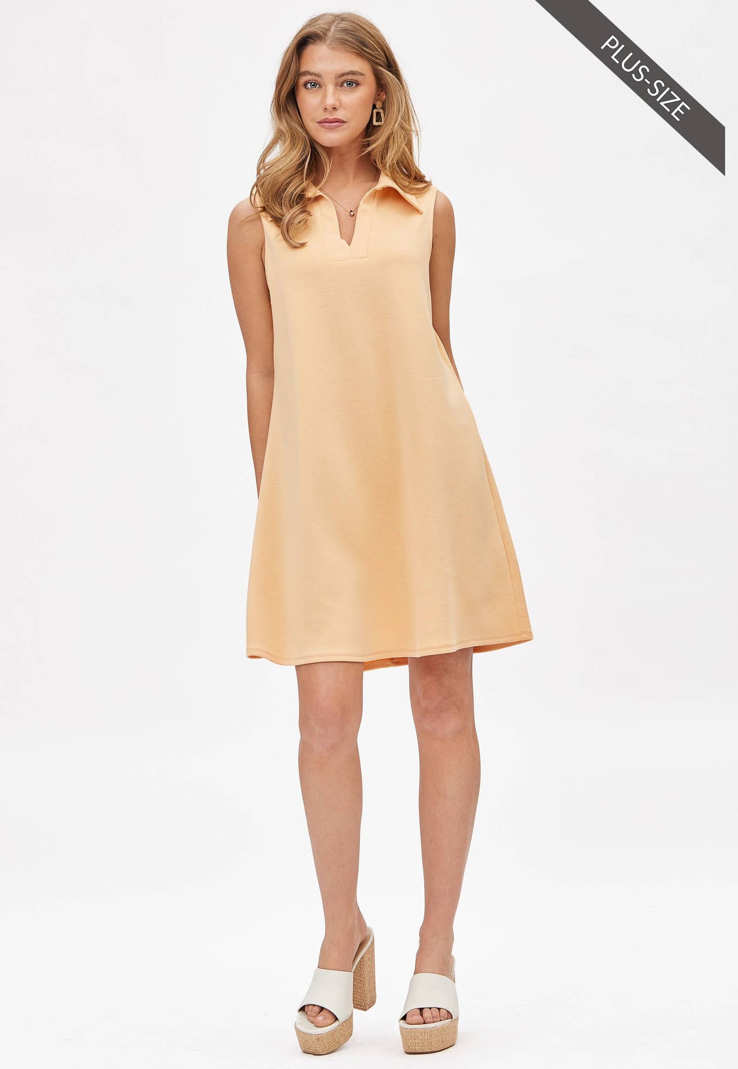 MISSY & PLUS APRICOT COLLARED DRESS
