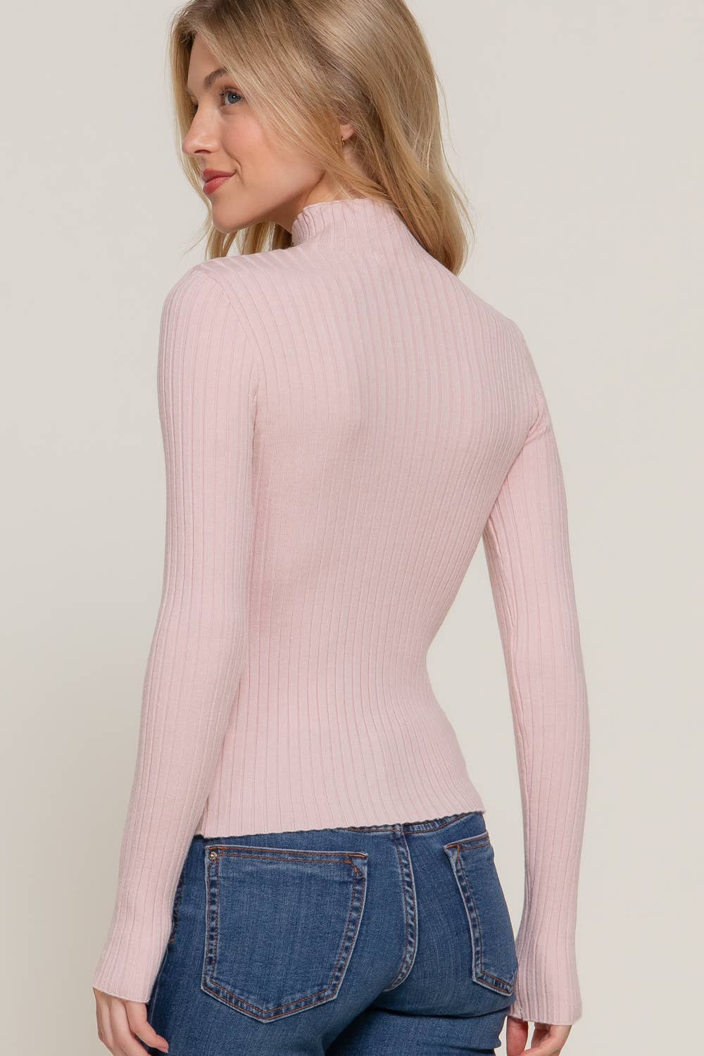 BLUSH RIBBED SWEATER