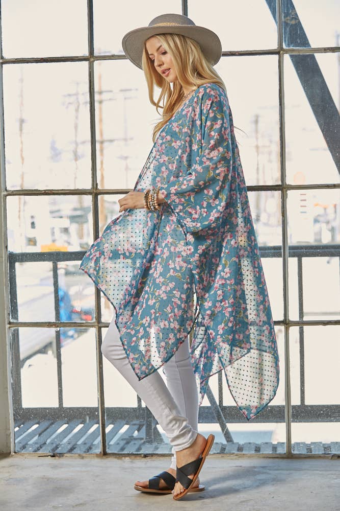 Chiffon Floral Print Kimono