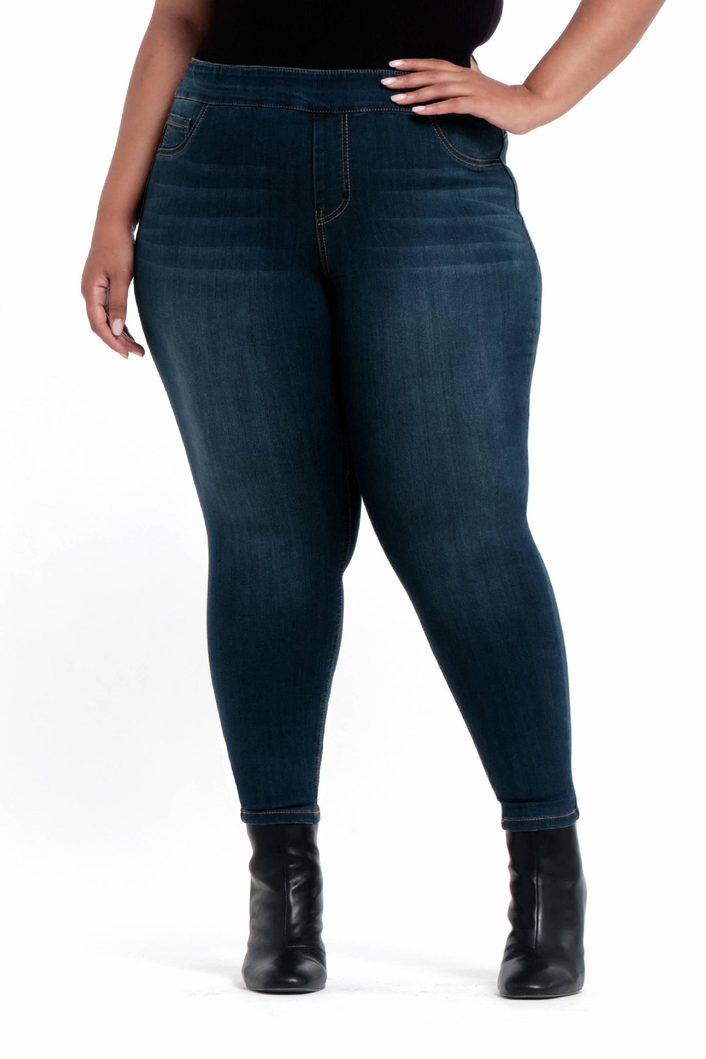 PLUS HIGH-RISE PULL-ON SKINNY ANKLE