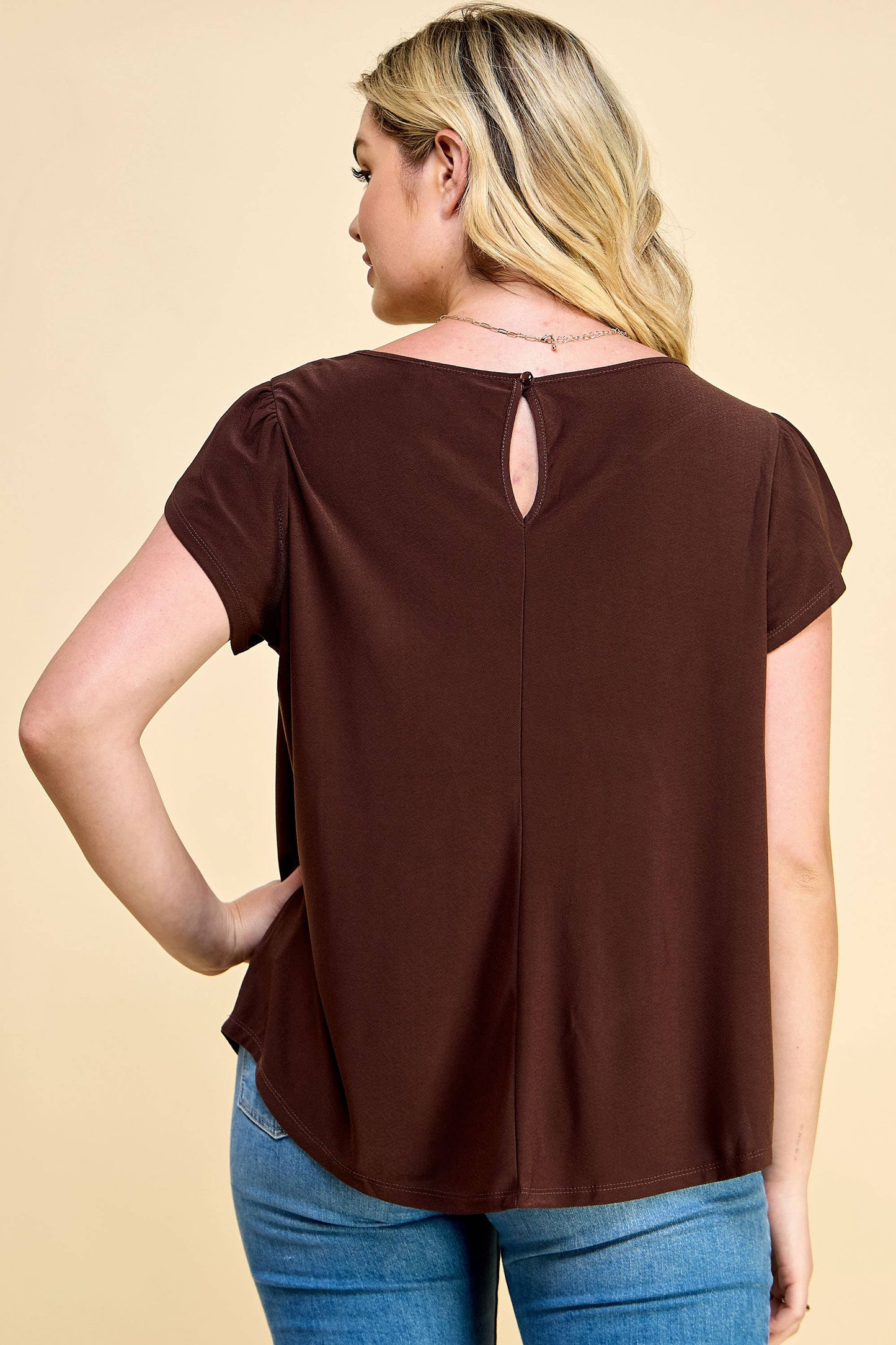 PLUS SIZE METAL FLAT MOON TRIM BLOUSE: COCO