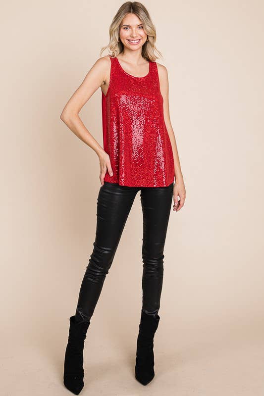 RED SEQUIN TANK