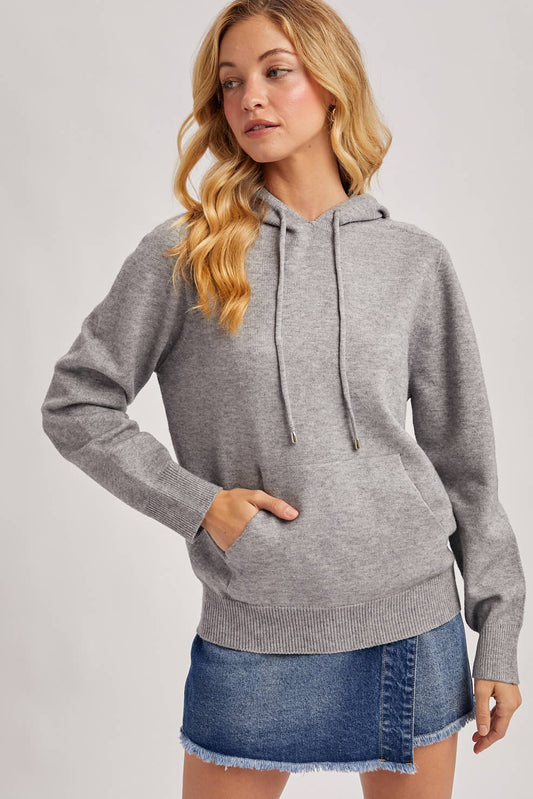 GREY KNIT WHOLEGARMENT HOODIE
