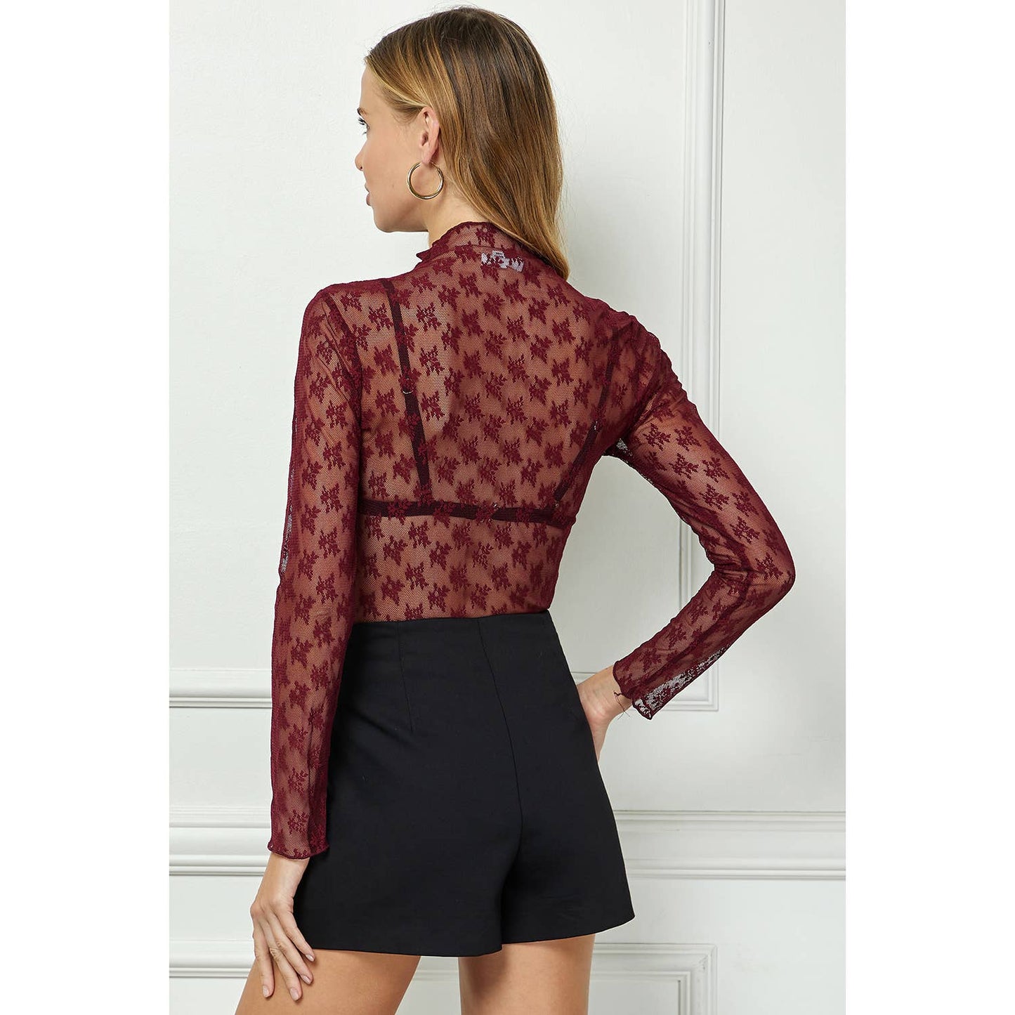 LONG SLEEVE MERROW EDGE LACE TOP : TAWNY RORT