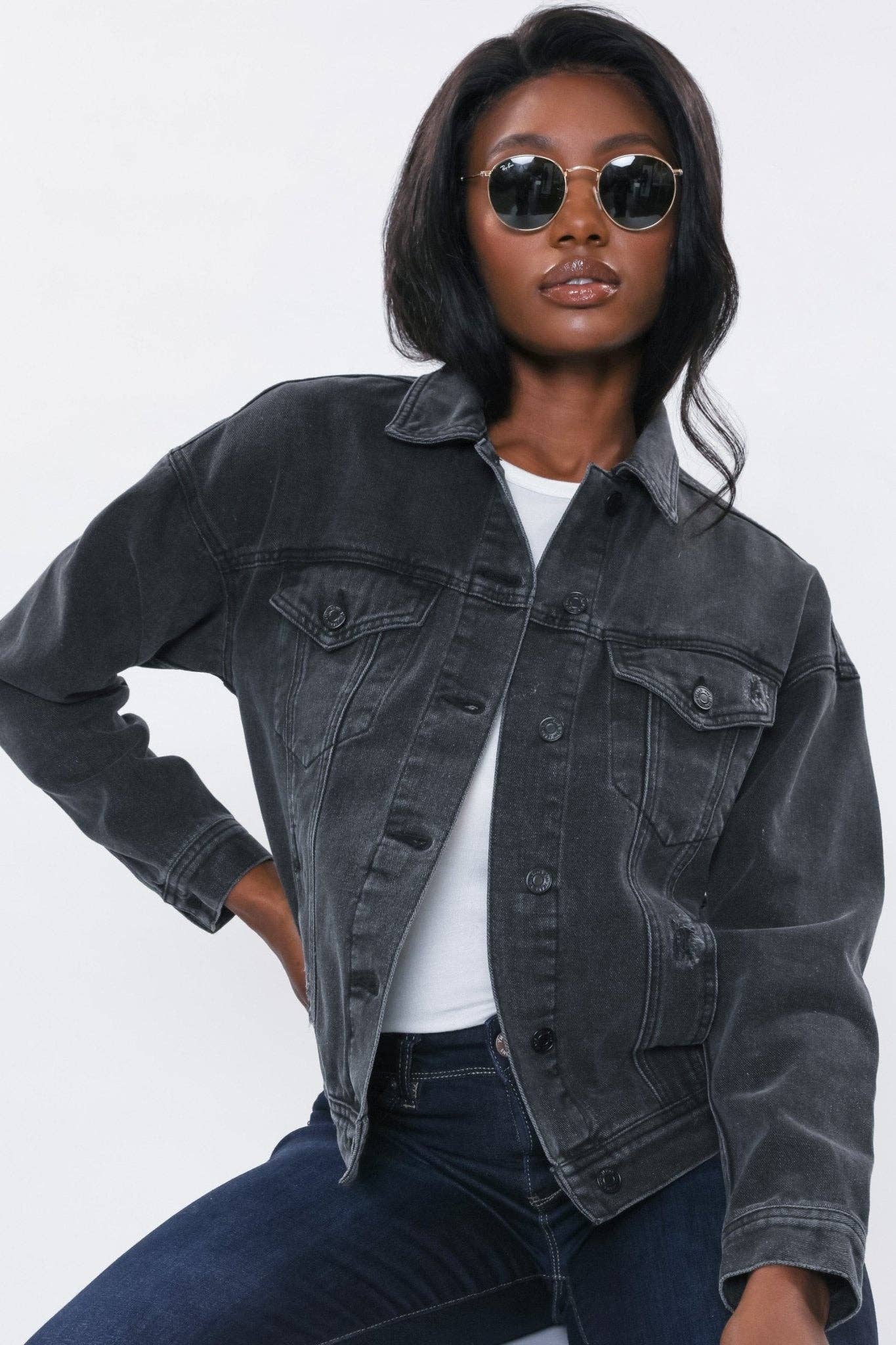 BLACK SALT WASH OVERSIZED BOYFRIEND