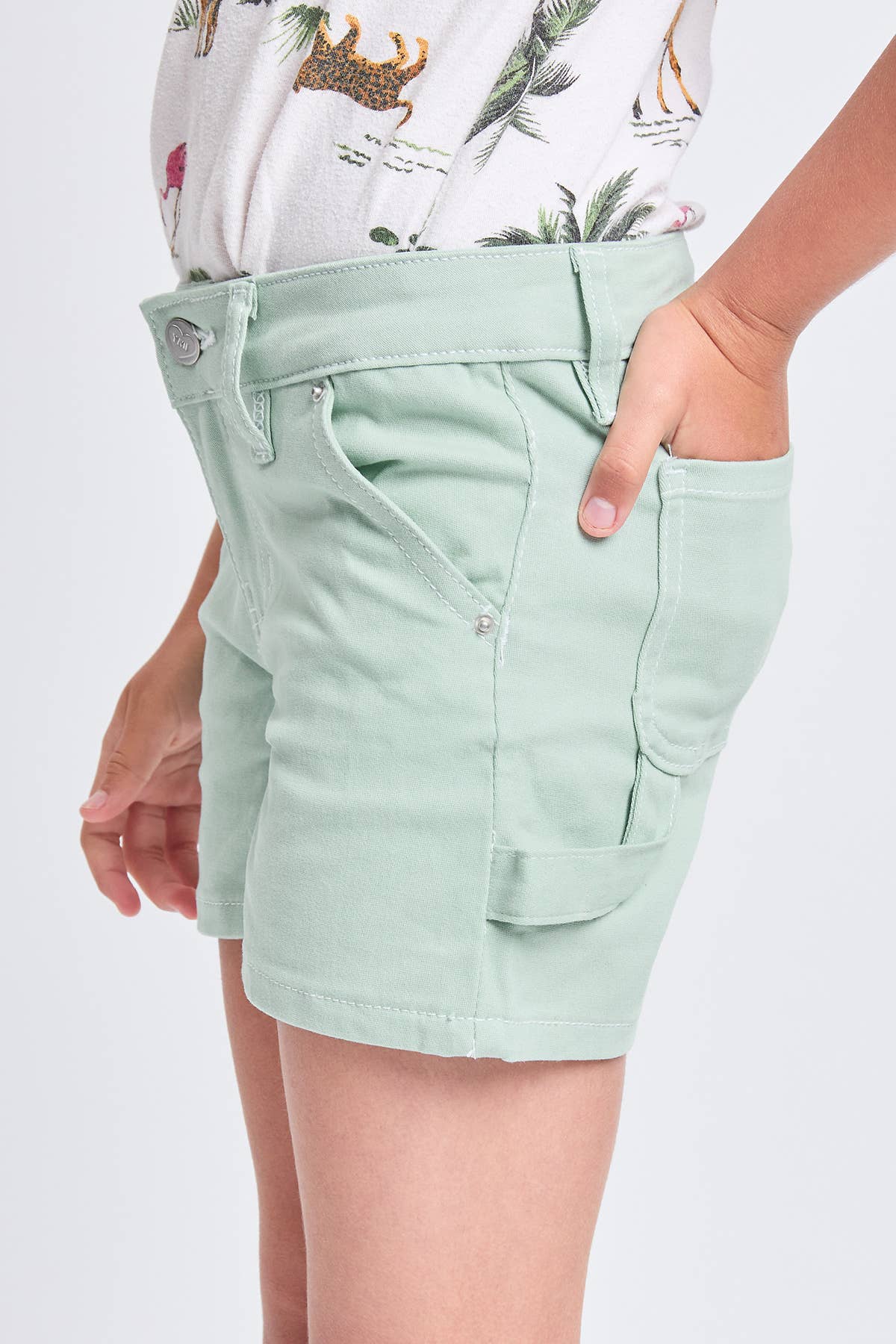 TWEEN GIRLS CONTRAST STITCH CARPENTER SHORTS (7-14)
