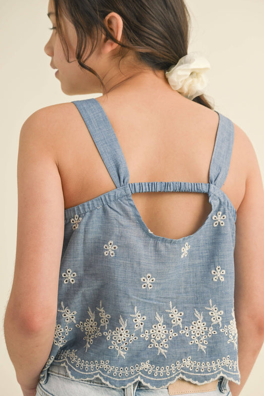 TWEEN KIDS GIRLS BABYDOLL BACK CUTOUT TOP (7/8-14)