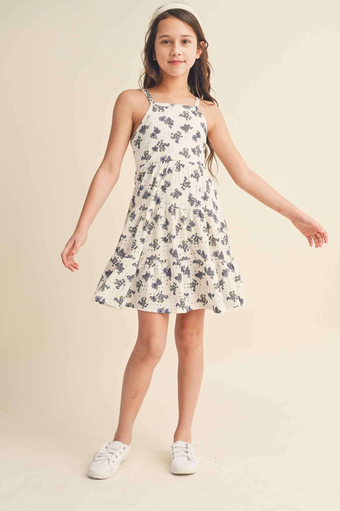 TWEEN KIDS GIRLS FLOWER TIERED DRESS (7-12)