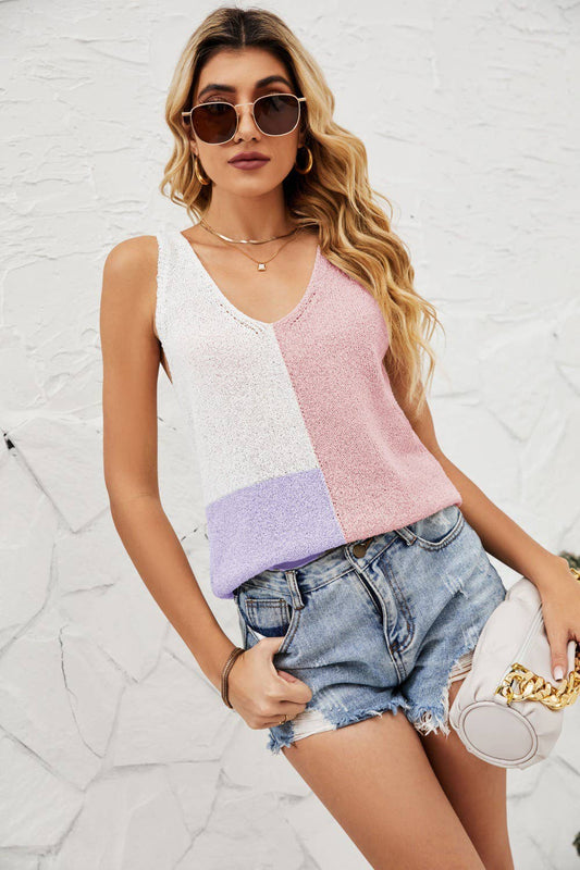 KNIT COLOR BLOCK TANK