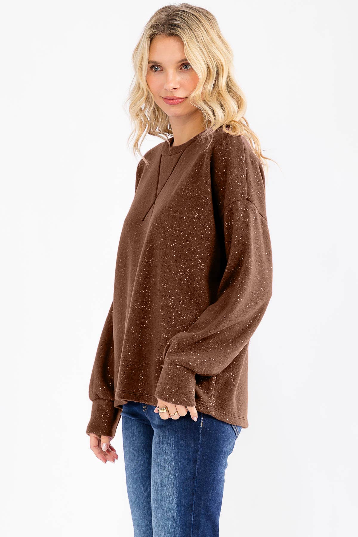 CHOCOLATE GLITTER SOFT CREWNECK