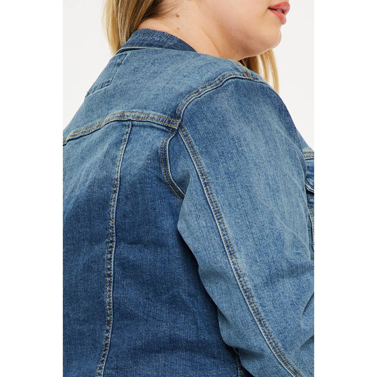 PLUS DISTRESSED DENIM JACKET