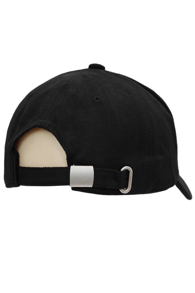 BLACK FAUX SUEDE CAP