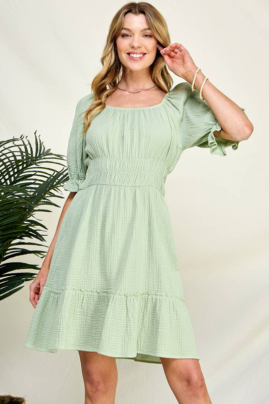 SAGE SMOCKED DRESS