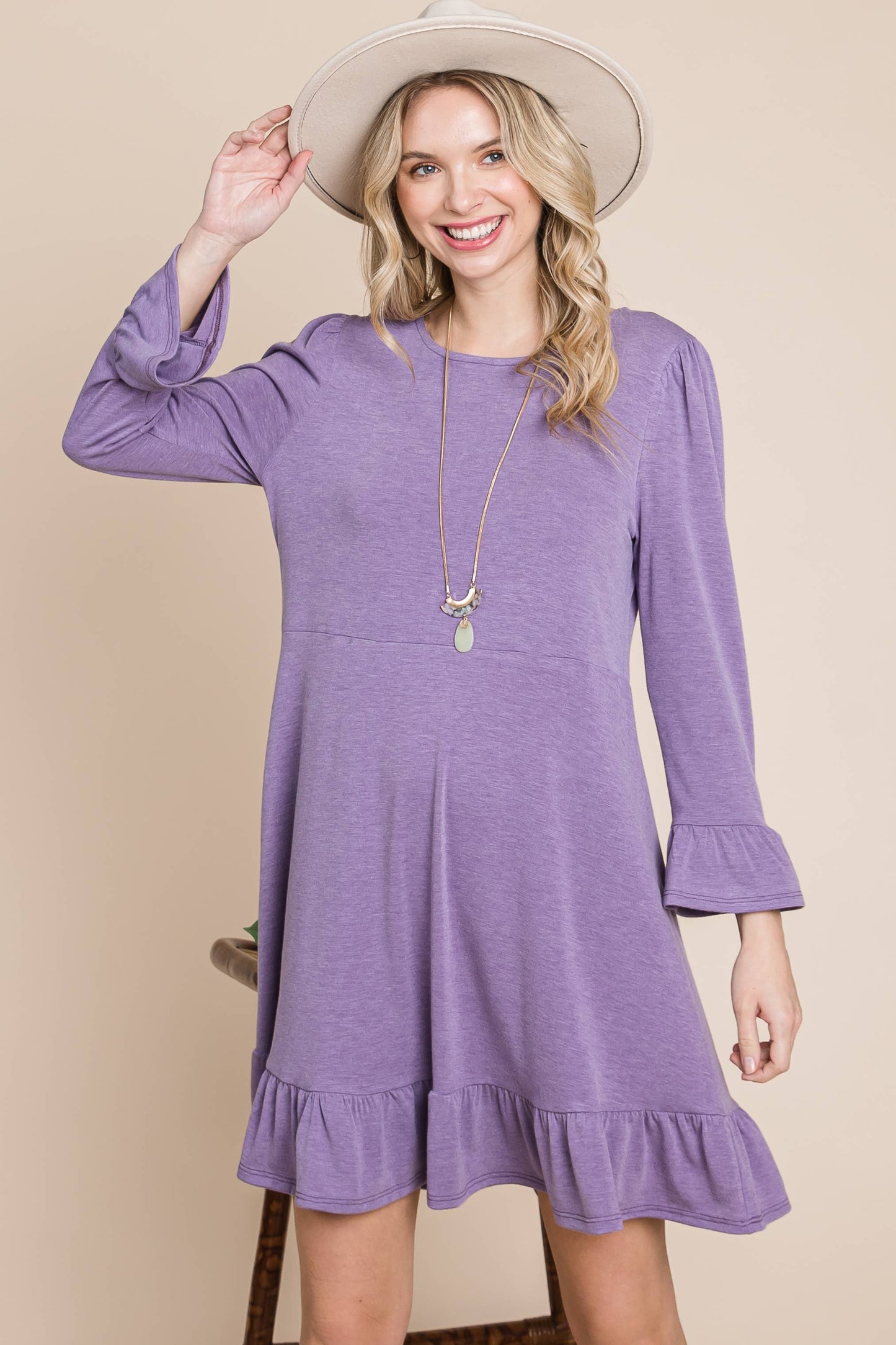 Plus Ruffle Hem Dress Lilac