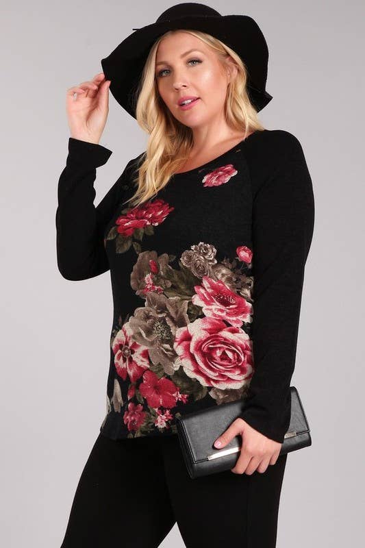 PLUS FLORAL SWEATER