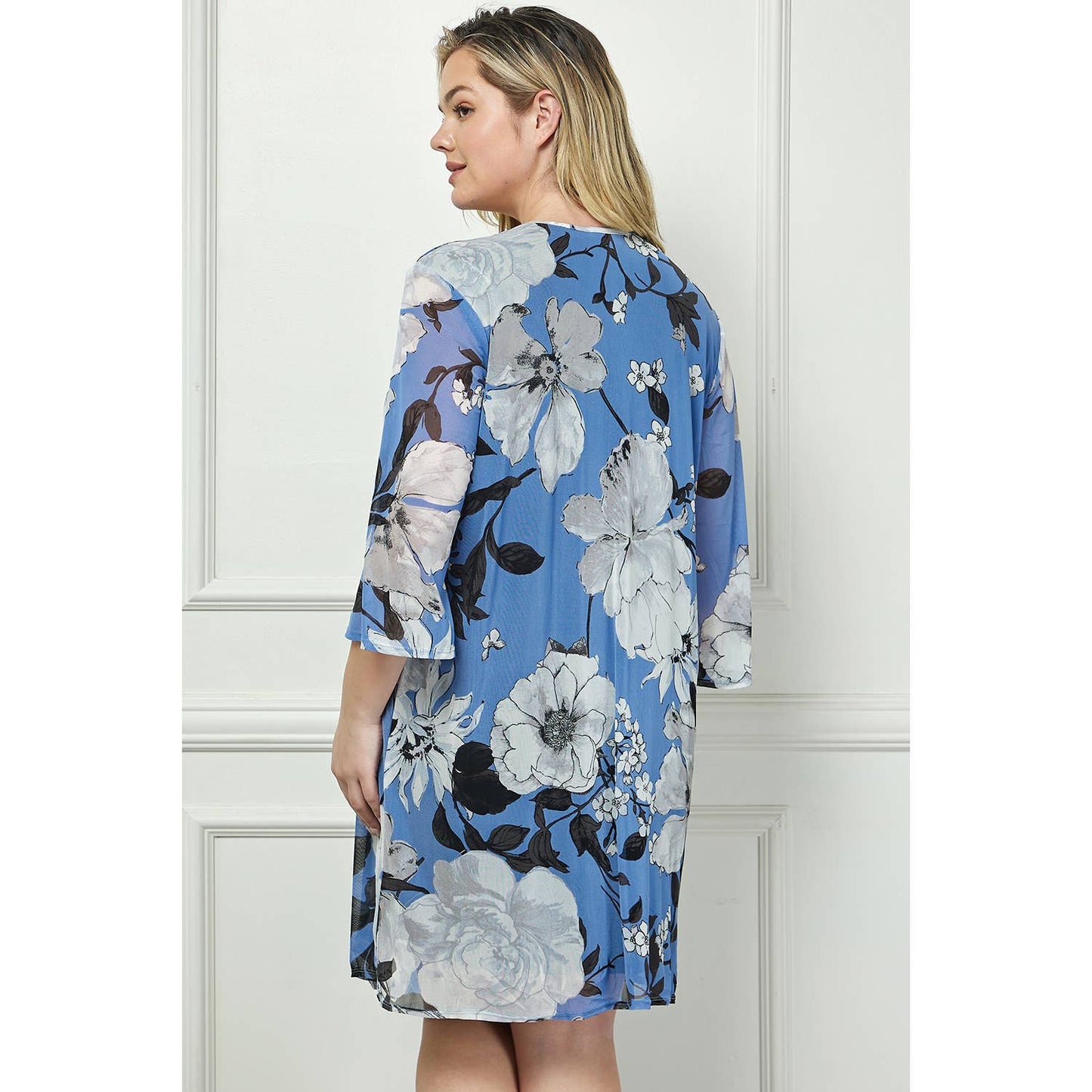 PLUS SIZE 2PC BELL SLEEVE CARDIGAN & DRESS SET: PGRAI