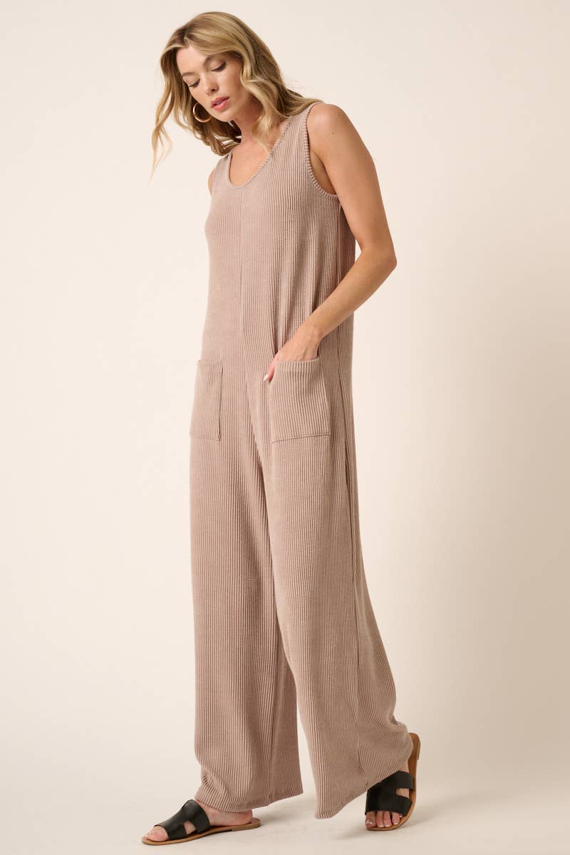TAUPE URBAN RIB KNIT JUMPSUIT