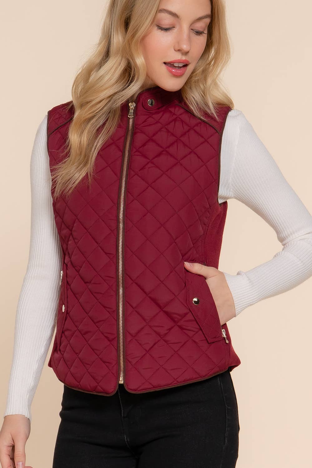 WINE QUILTED VEST