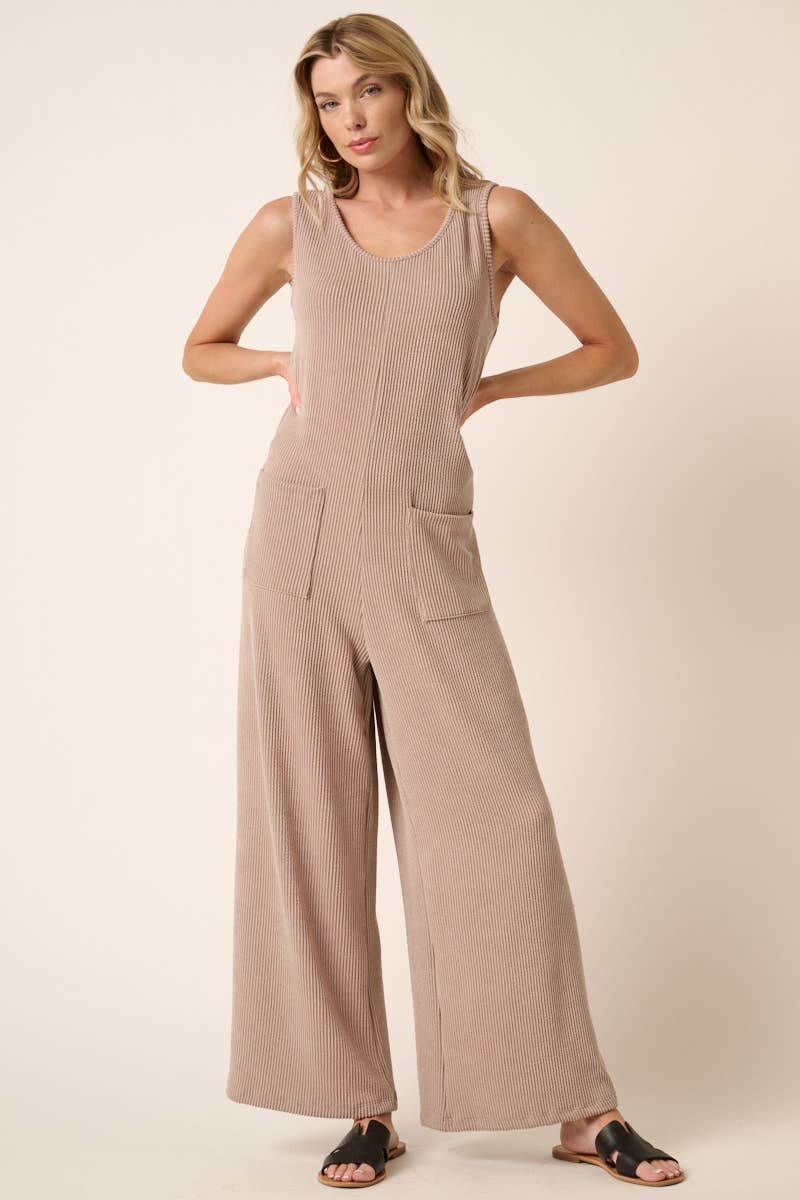 TAUPE URBAN RIB KNIT JUMPSUIT