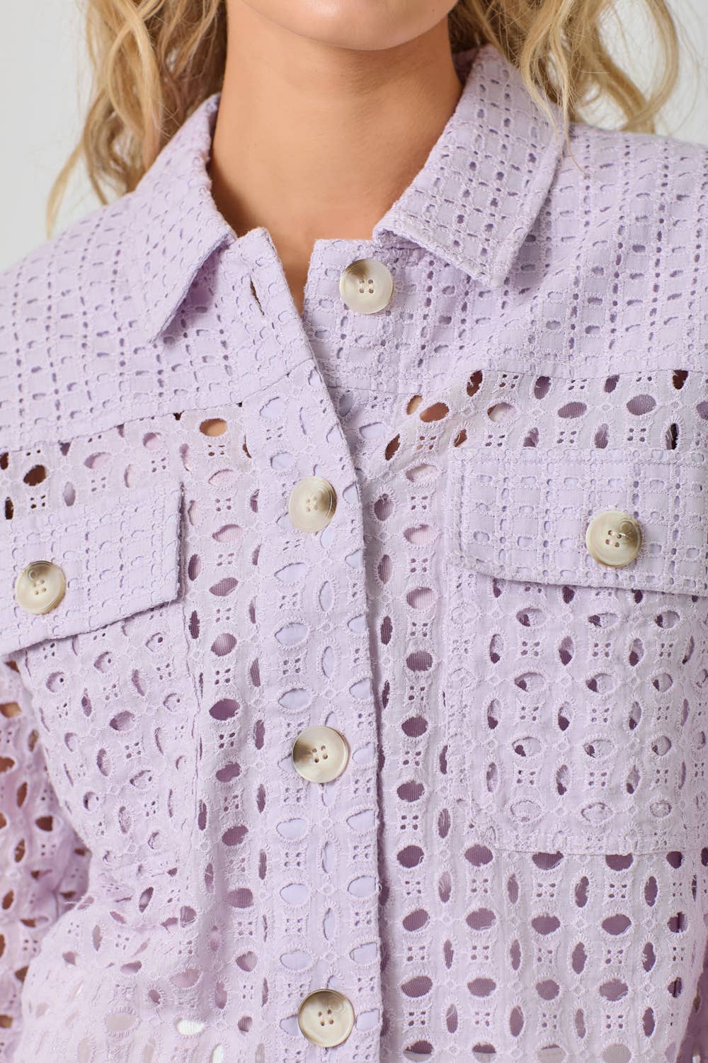 LAVENDER MIXED EYELET JACKET