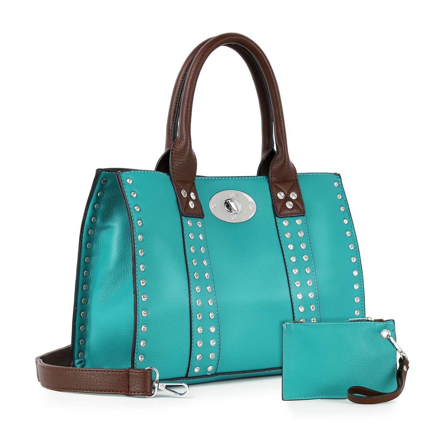 TURQUOISE TWIST LOCK HANDBAG