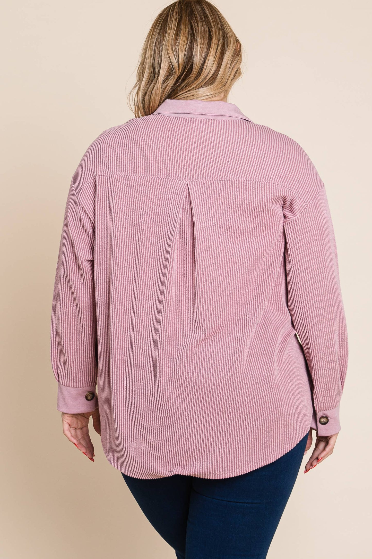 PLUS MAUVE RIBBED LIGHTWEIGHT SHACKET