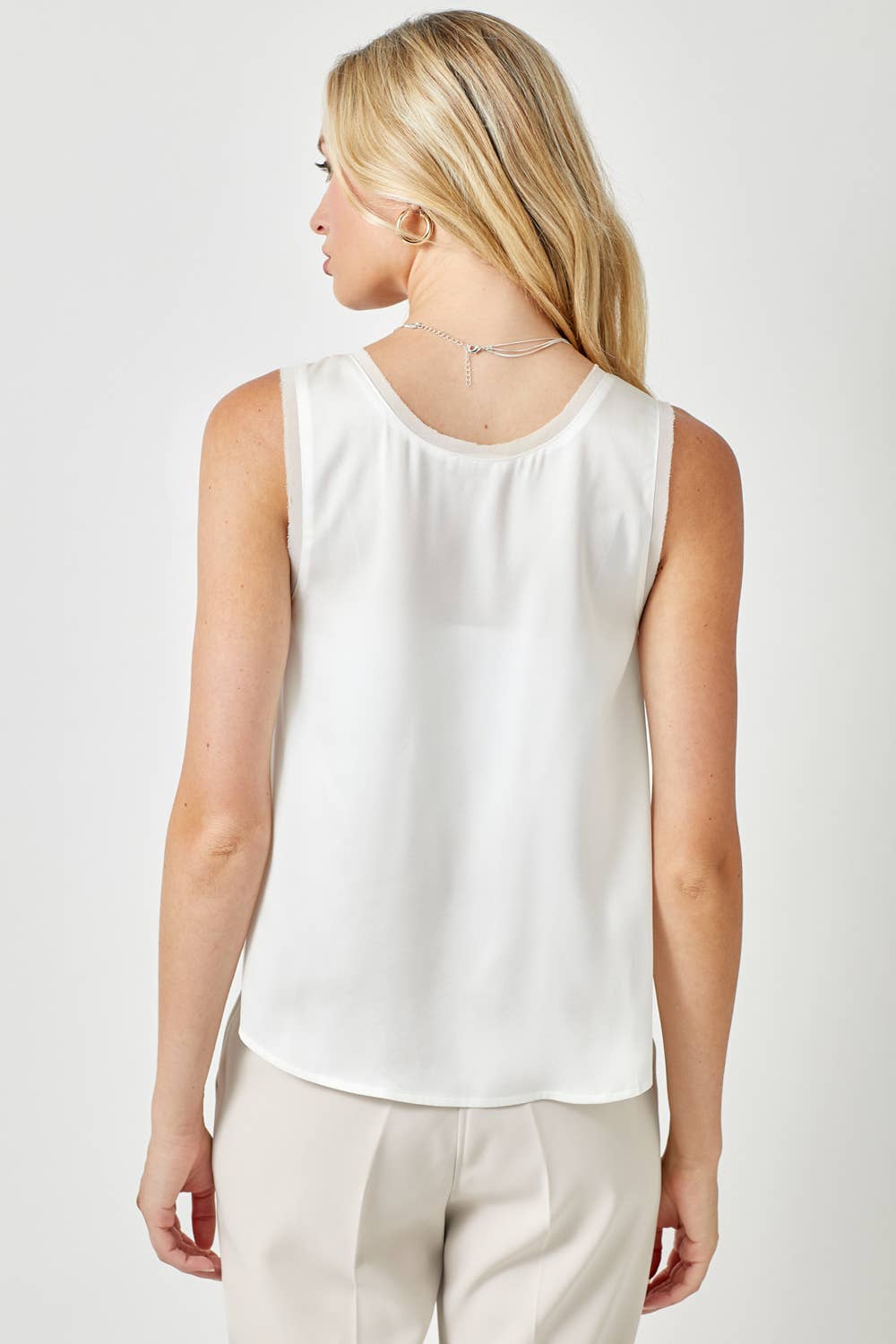 WHITE SATIN TANK