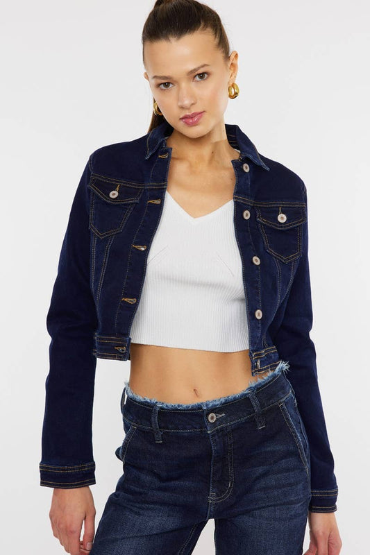 DARK WASH CROP FIT DENIM JACKET
