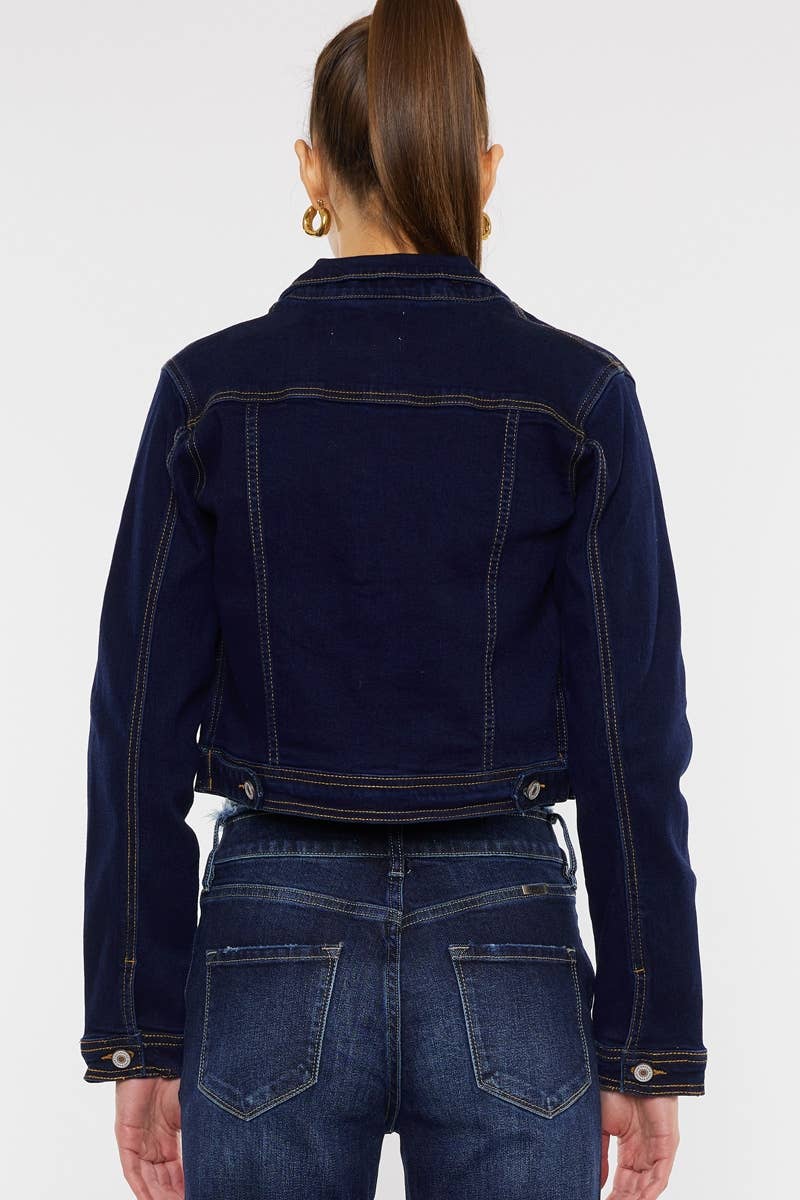 DARK WASH CROP FIT DENIM JACKET