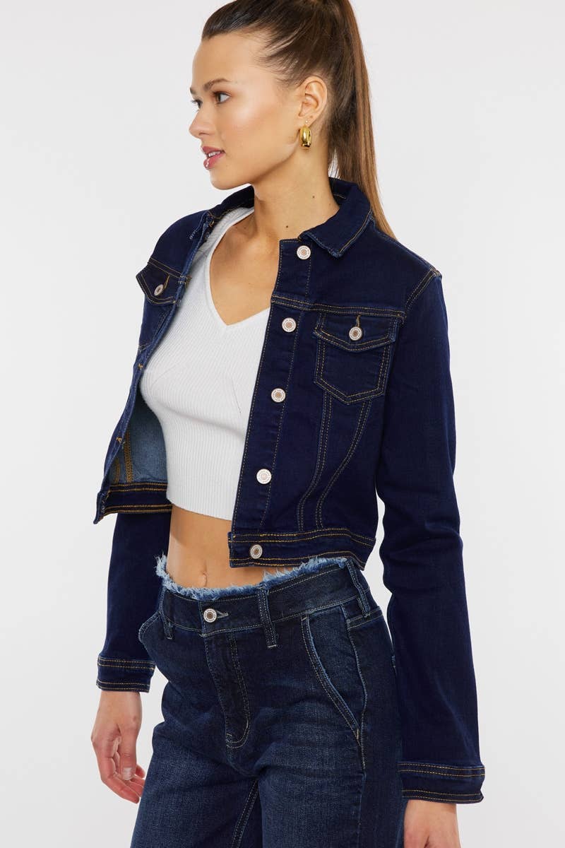 DARK WASH CROP FIT DENIM JACKET
