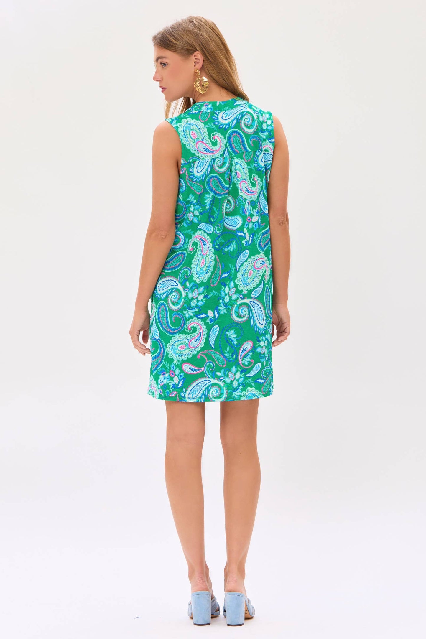EMERALD PAISLEY SLEEVELESS DRESS