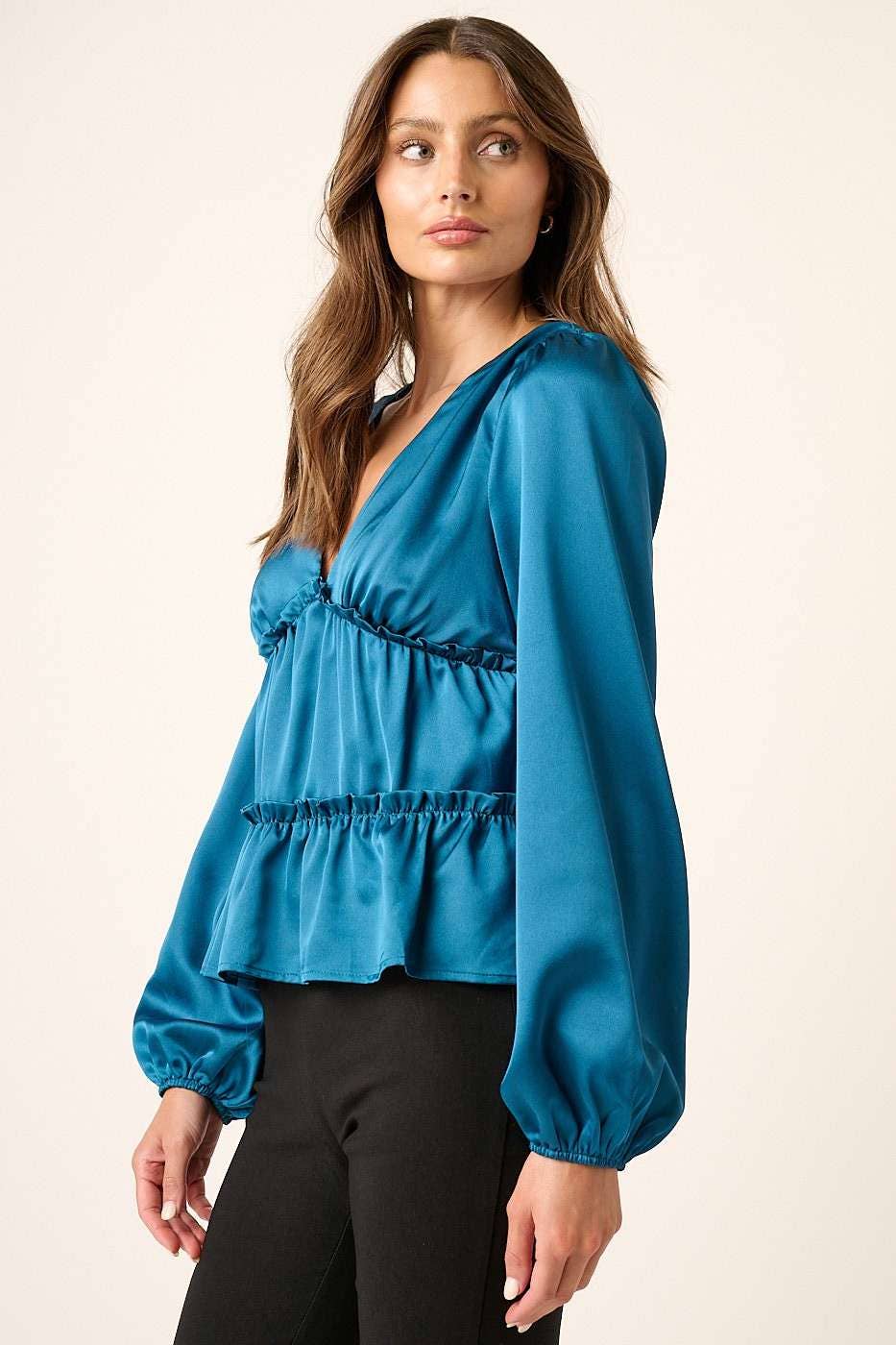 TEAL TIER BLOUSE