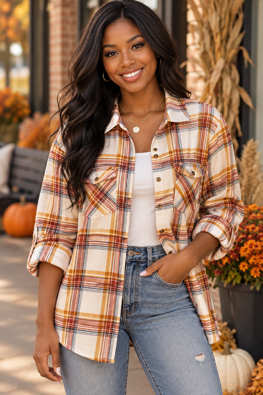 HARVEST PLAID  BUTTERY SOFT BUTTON DOWN