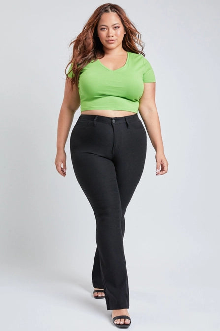 YMI - Junior Plus Size Hyperstretch Basic High-Rise Flare Chocolate