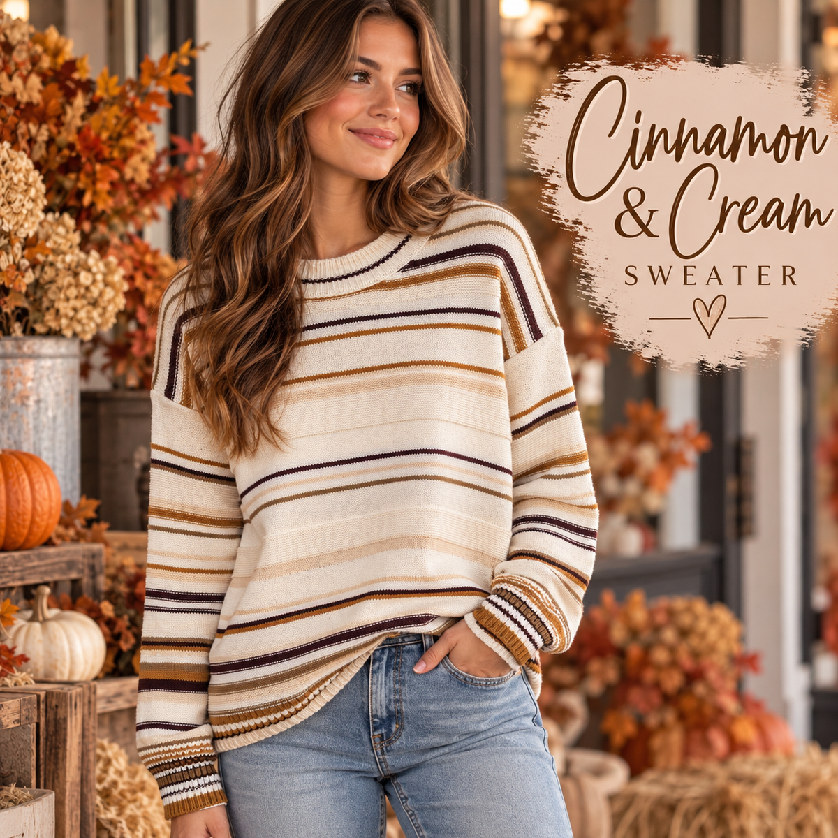 CINNAMON & CREAM STRIPE SWEATER
