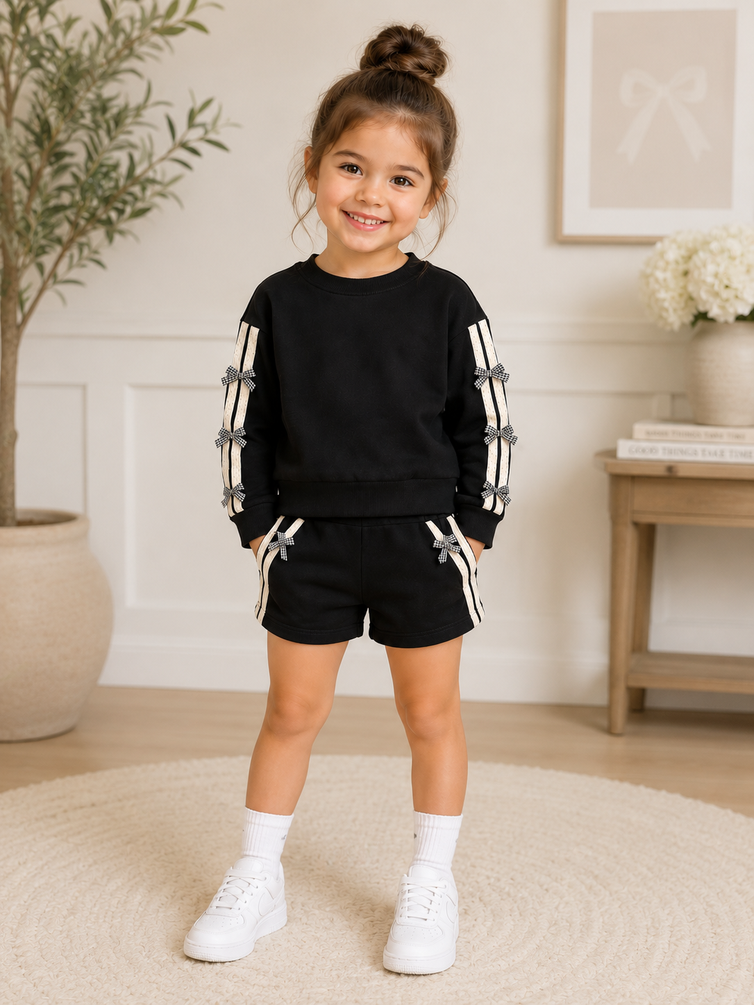 BLACK RIBBED KNIT SET