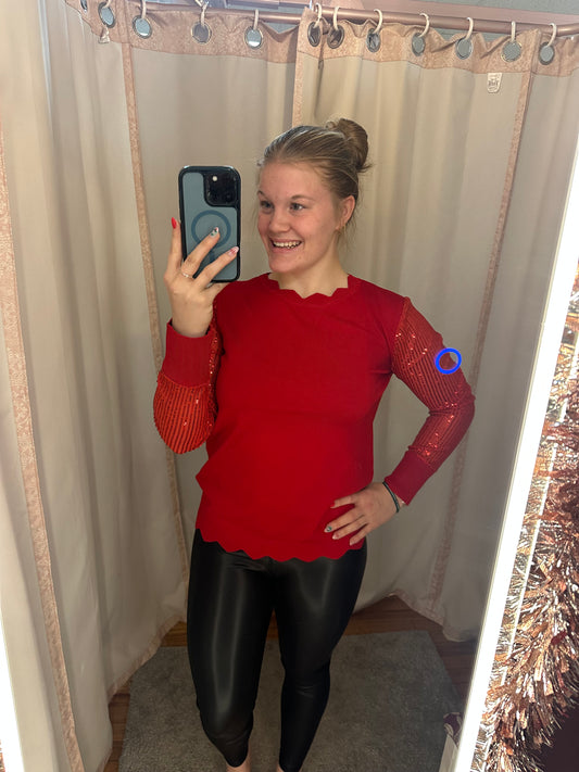 RED SPARKLY SWEATER