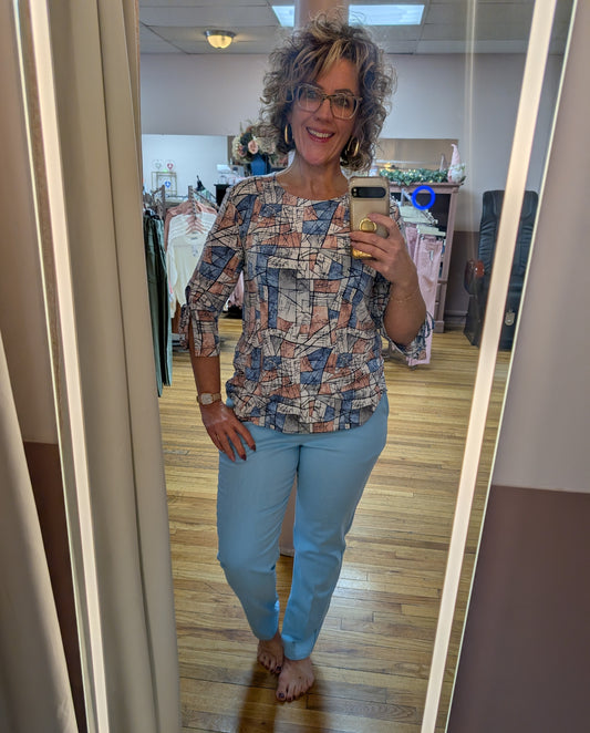 MAUVE DUST BLUE 3/4 SLEEVE
