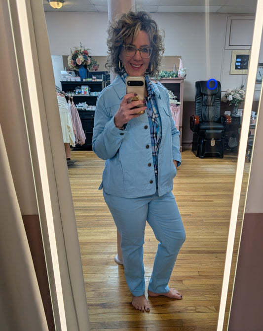 SKY BLUE BUTTON UP JACKET
