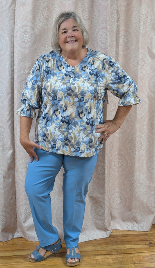 MISSY & PLUS BLUE/NEUTRAL FLORAL