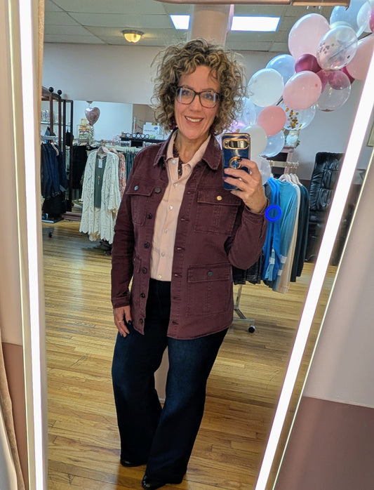 MISSY 1822 WINE UTILITY DENIM JACKET