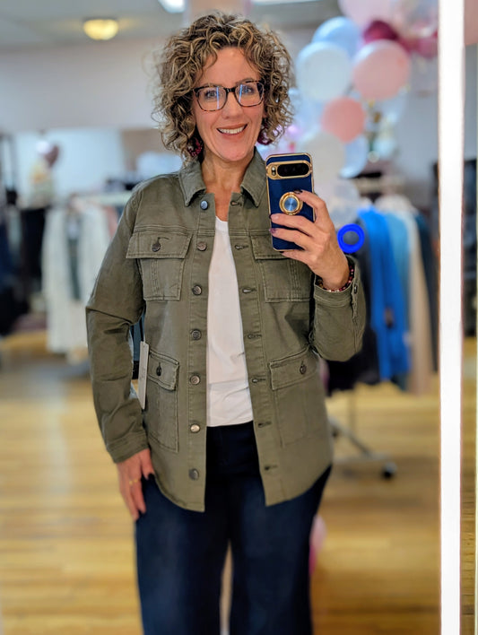 MISSY & PLUS 1822 OLIVE UTILTY JACKET