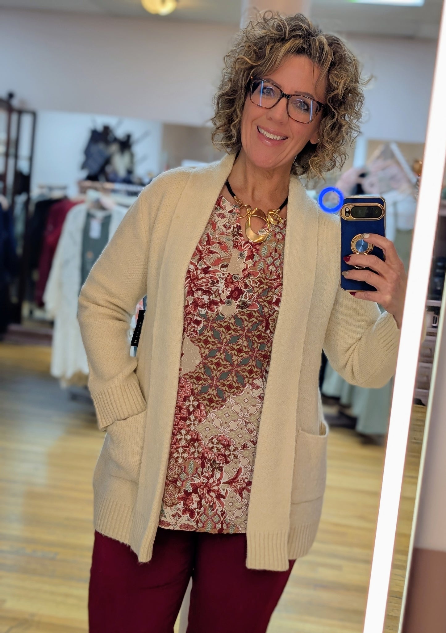 MISSY & PLUS PEARL KNIT CARDIGAN