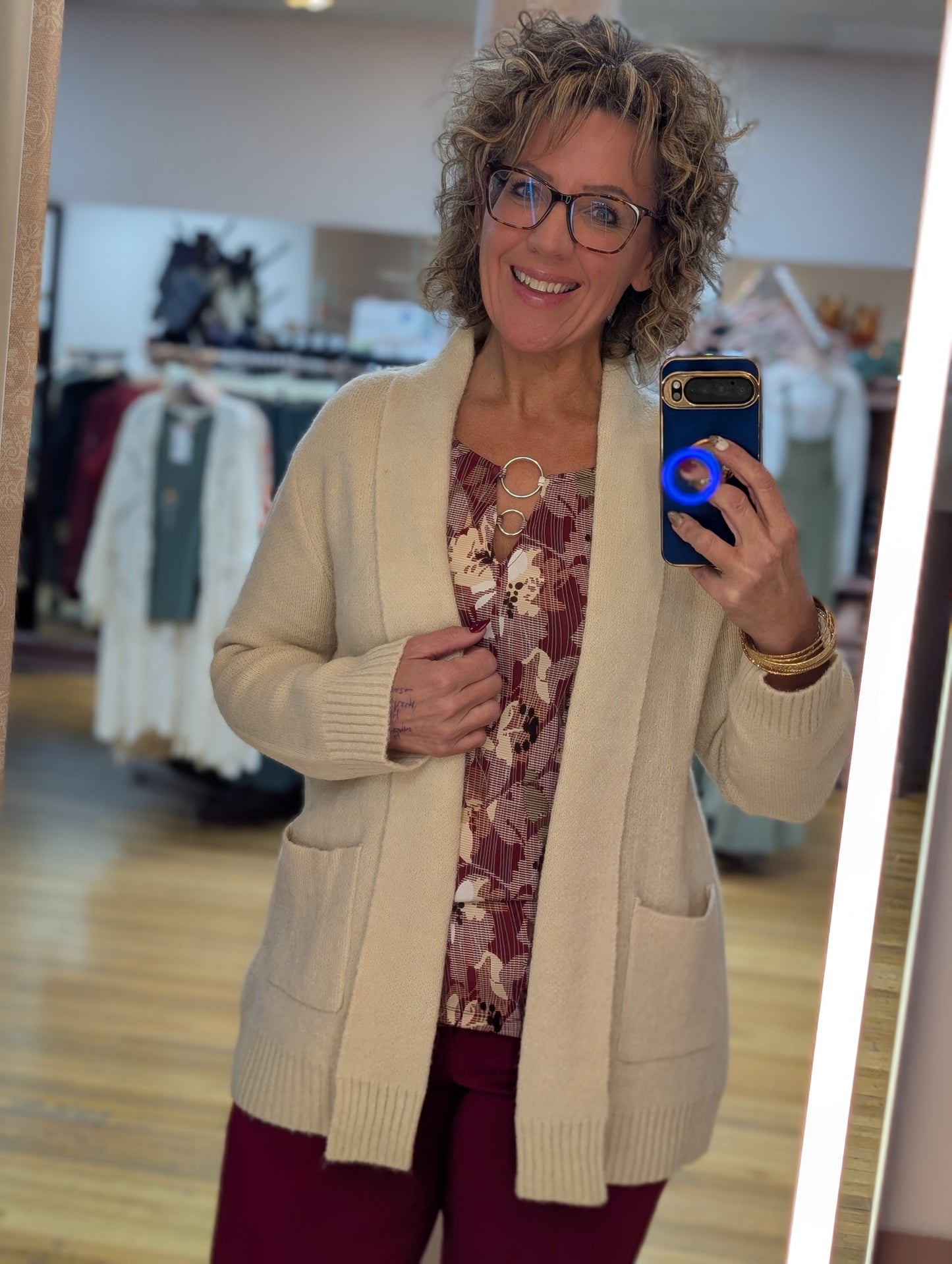 MISSY & PLUS PEARL KNIT CARDIGAN