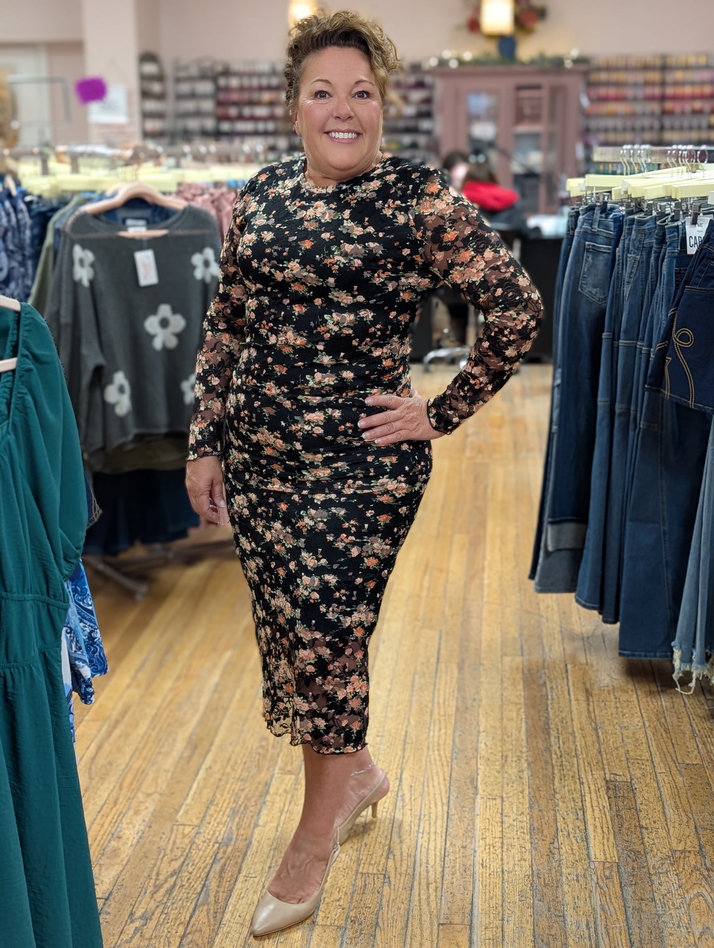 VINTAGE GARDEN MESH MIDI