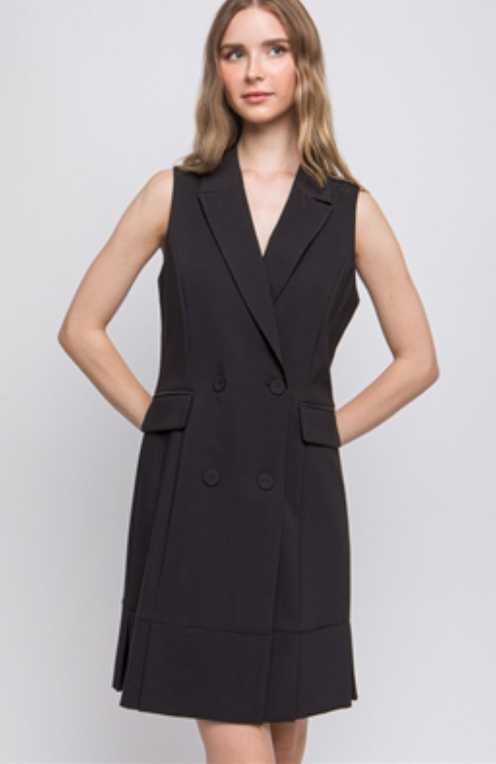 ALL BLACK BUTTON BLAZER DRESS