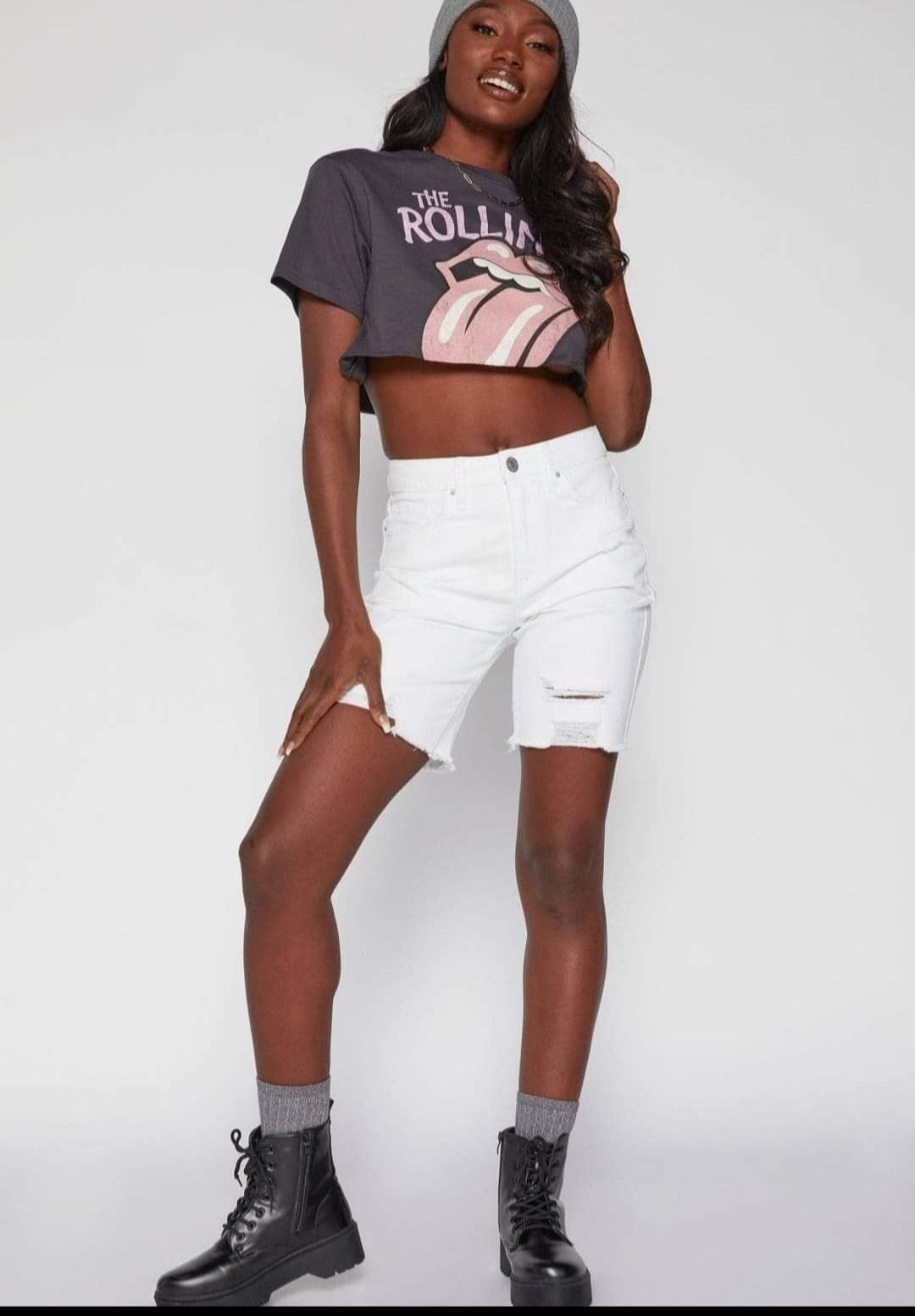 YMI DREAM 1BTN HR FRAYED HEM SHORTS WHITE JEAN