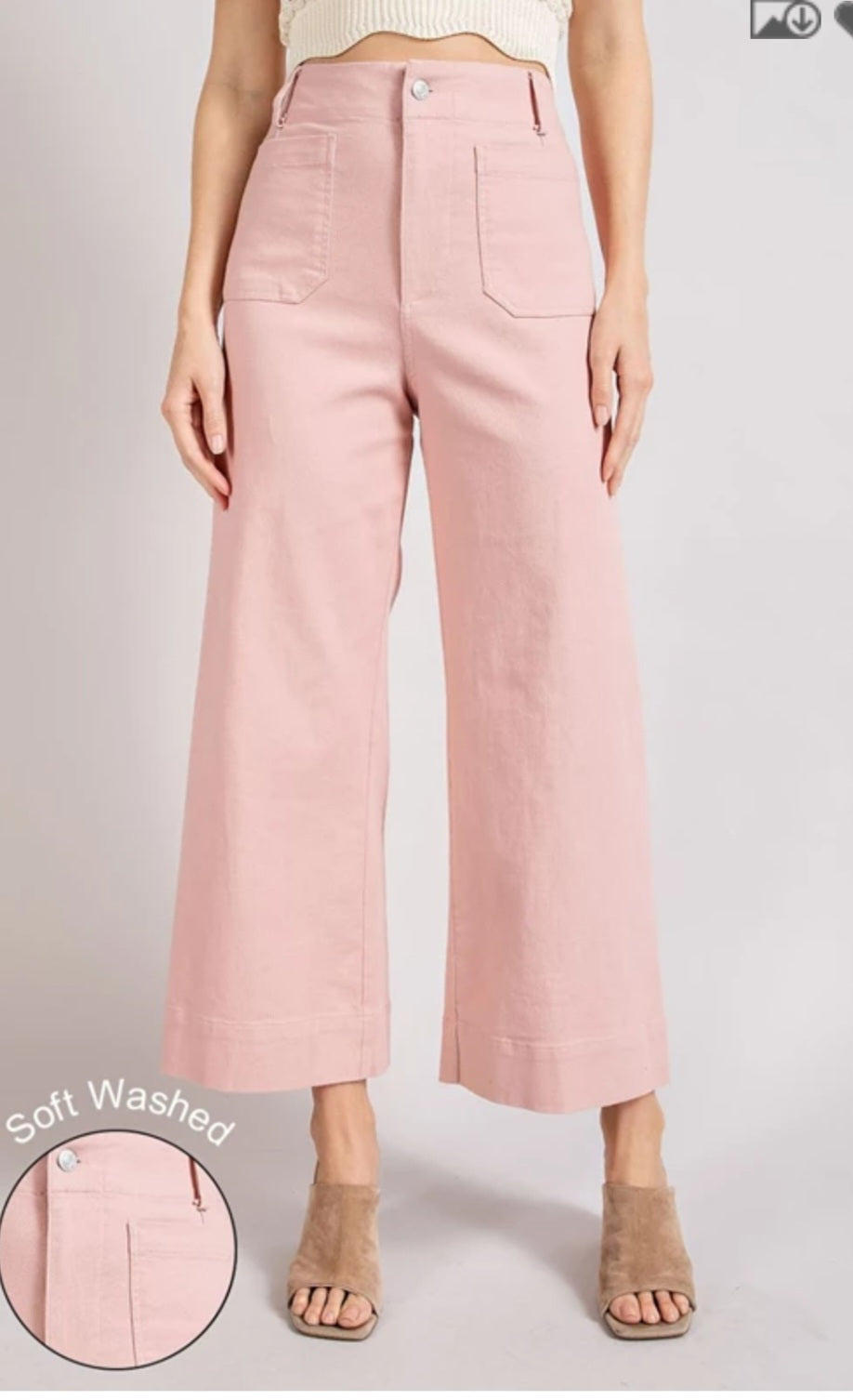 DUSTY PINK WIDE LEG CROP