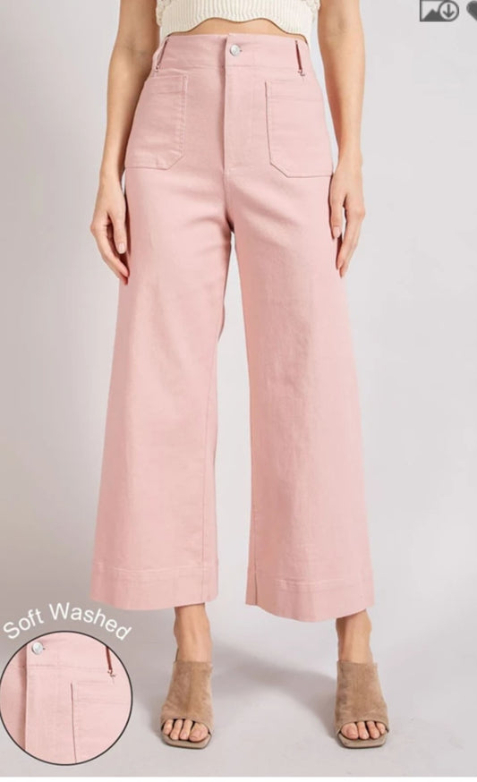 PLUS DUSTY PINK WIDE LEG CROP